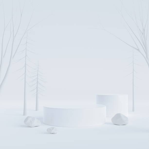 istock Minimal scene mockup with white cylinders podium on white color background for product presentation.3D Rendering illustration. 1359061155