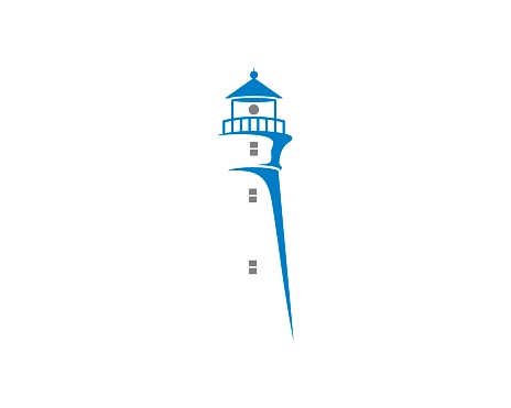 Blue lighthouse silhouette vector logo