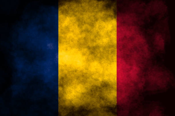 Closeup of grunge Chad Flag