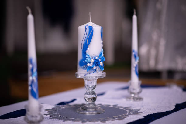 istock Candles in blue, silver and pearls 1359062996
