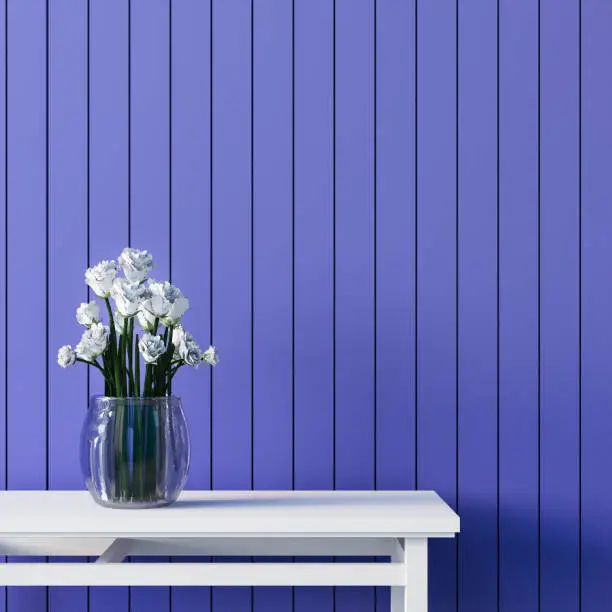 Purple Blue wall color interior 2022 - 3D rendering