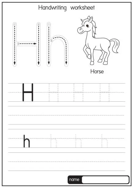 Vector illustration of Vector illustration of House with alphabet letter H Upper case or capital letter for children learning practice ABC