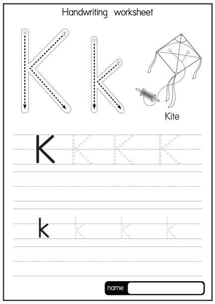 vektorabbildung von kite mit alphabetbuchstaben k großbuchstaben oder großbuchstaben für kinder lernpraxis abc - air alphabet alphabetical order backgrounds stock-grafiken, -clipart, -cartoons und -symbole