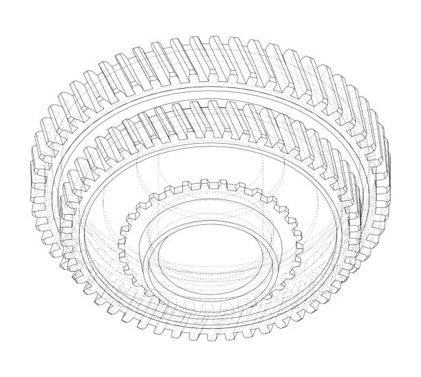 шестерня. векторный рендеринг 3d - machine teeth illustrations stock illustrations