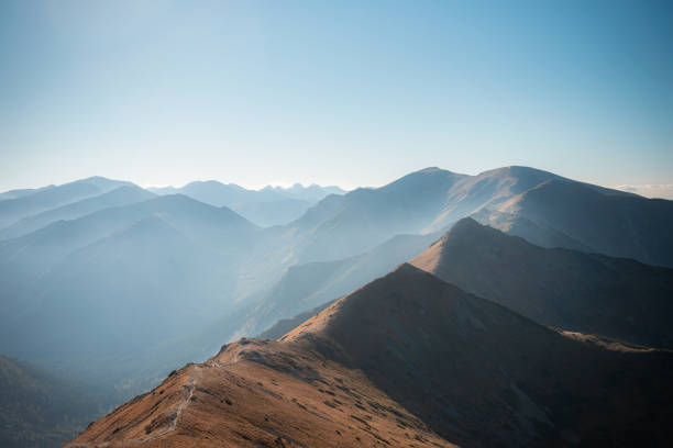 Mountain panorama of the Tatra Mountains from Kasprowy Wierch (Kasper Peak)  on a autumn day in Poland