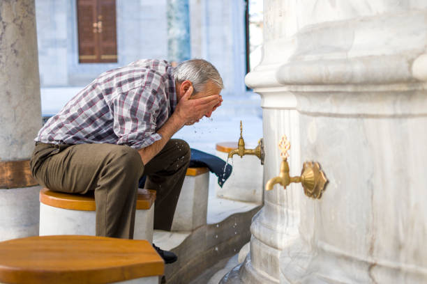 Muslim praying time to Ramadan stock photo