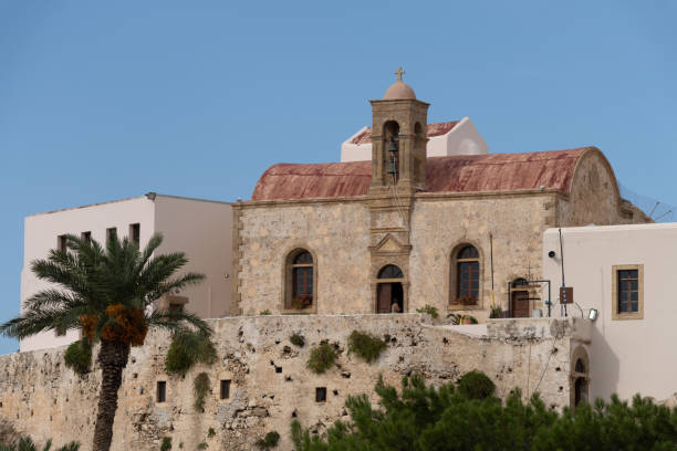 istock Chrysoskalitissa Monastery, a 17th-century Eastern Orthodox Christian monastery built up on rocks 35 metres above the water facing the Libyan Sea, Southern Crete, Greece 1359085324