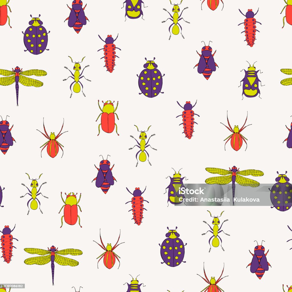 Insect Spots Pattern Pattern With Insects Stock Illustration - Download Image Now - Animal ...