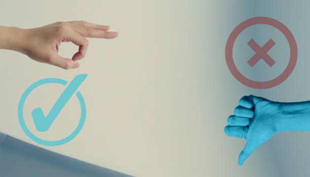 istock Creative idea Success Checkmarks and wrong signs. Business concept and Understanding and acceptance through different societies. copy space -3d Rendering 1359087075