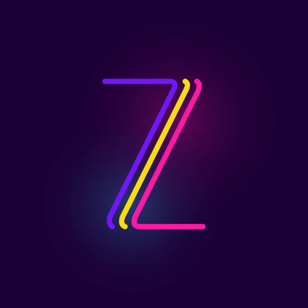 istock Z letter logo is made of three neon lines. Vector font with glowing effect. 1359092480