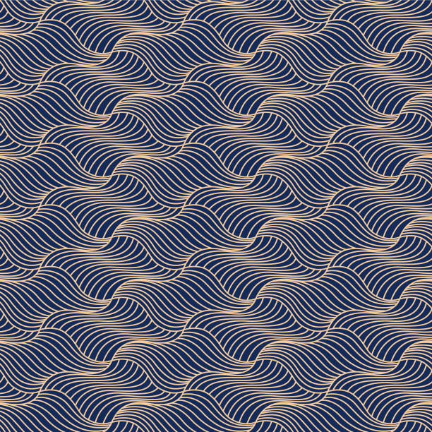 japoński curl line ocean wave vector bezszwowy wzór - tide stock illustrations