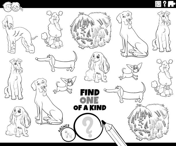 jedinečná hra s čistokrevnými psy omalovánky stránky - irský teriér stock ilustrace