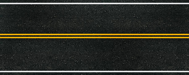 istock Top view empty highway with black asphalt road and no-overtaking line area for background. 1359100026