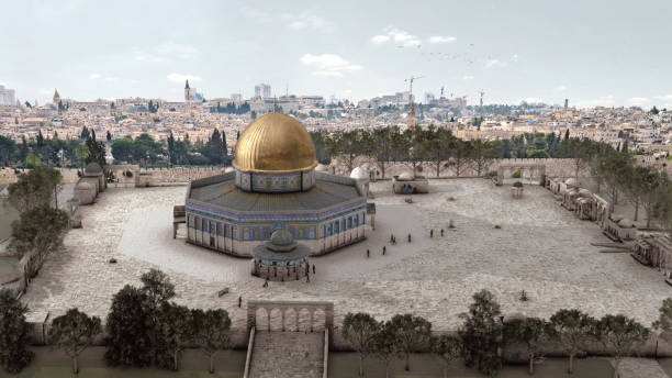 cúpula de la roca, jerusalén, vista aérea - dome of the rock jerusalem israel jerusalem old city fotografías e imágenes de stock