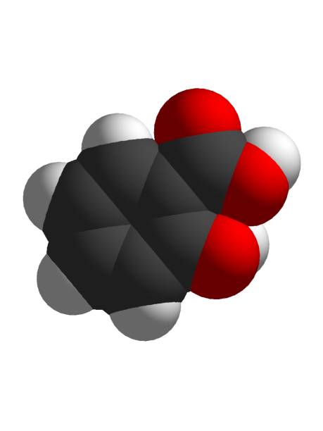 ácido salicílico 3d estrutura molecular de enchimento isolado em molécula química de fundo branco - hydrogen bonding - fotografias e filmes do acervo