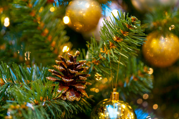 istock Holiday decorations for the Christmas tree. Blurred holiday background. 1359101906