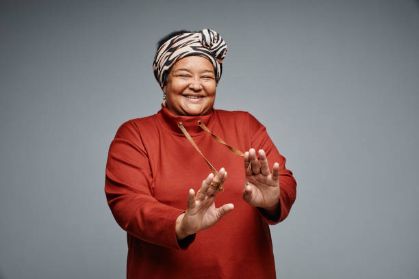 istock Senior Black Woman Dancing in Studio 1359105235