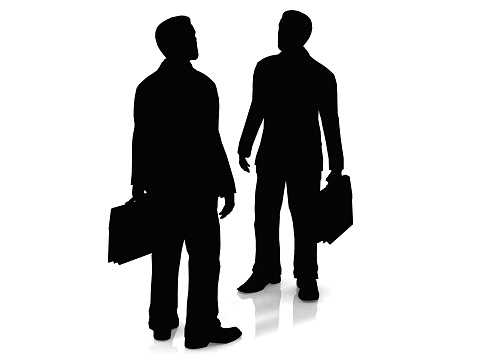 silhouette  of business people on  white background
