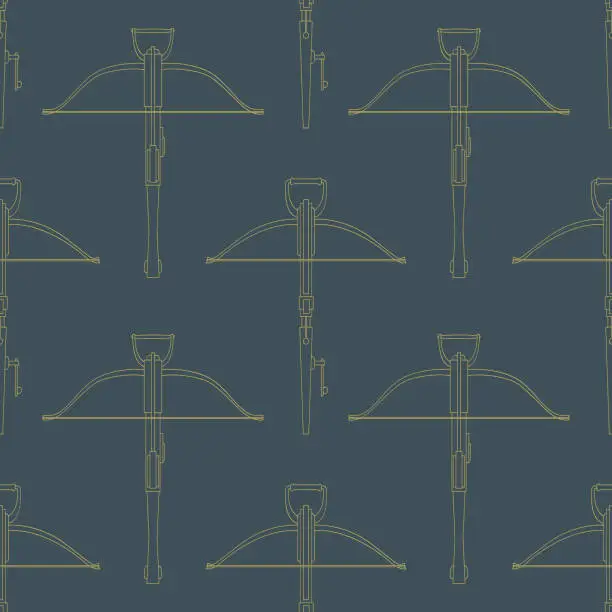 Vector illustration of Seamless pattern with ancient Crossbows