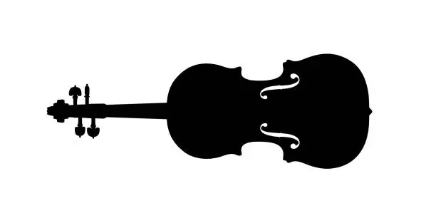 Vector illustration of Violin. Musical instruments. Vector silhouette illustration. Top view.