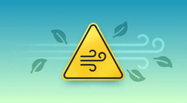 Vector illustration of High Wind Gust Warning Sign