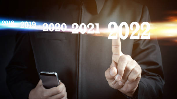 istock Businessman pointing to digital 2022 calendar. 1359116229
