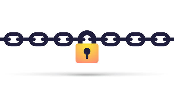 Lock icon with chain illustration Lock icon with chain illustration prison lockdown stock illustrations