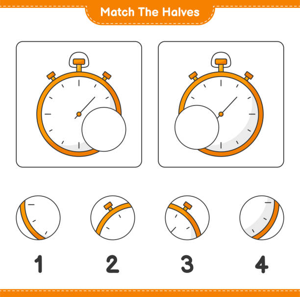 no more homework clipart Match the halves. Match halves of Stopwatch. Educational children game, printable worksheet, vector illustration Match the halves. Match halves of Stopwatch. Educational children game, printable worksheet, vector illustration no more homework stock illustrations