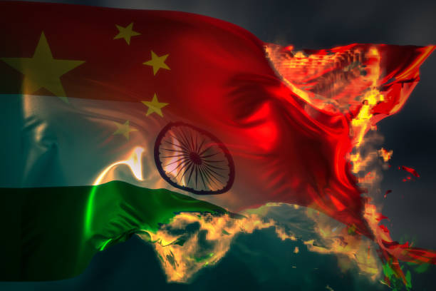 istock Trade war between China and the Indian flag burnning illustration 1359122124
