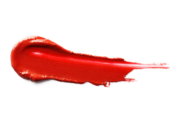 istock Red smudged lipstick isolated on white background. 1359122727