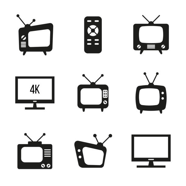 Vector set of old TV icons. vector art illustration