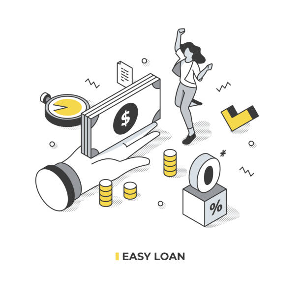 Easy Loan Isometric Illustration - ilustração de arte vetorial