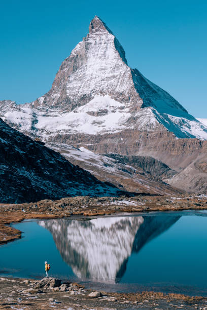 View of the Matterhorn, Swiss Alps, Valais, Switzerland stock photo