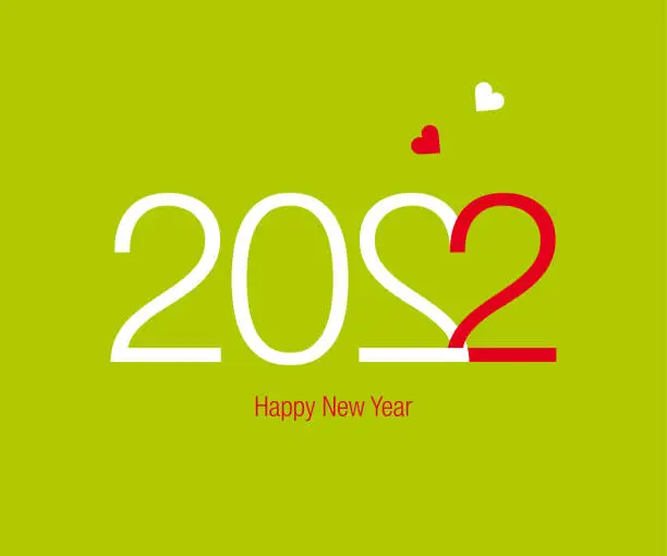 Vector illustration of Happy new year 2022. Text concept for greetings