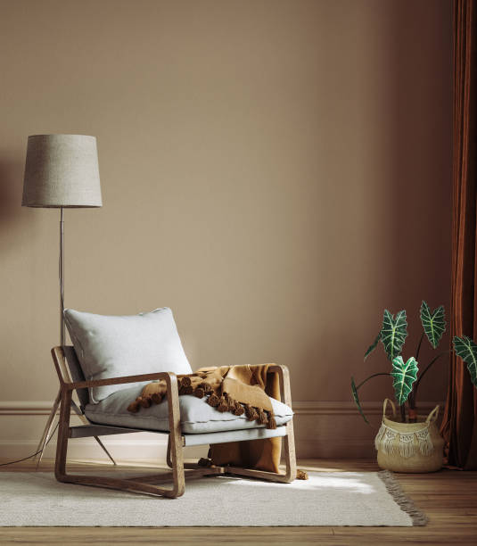 istock Scandinavian living room interior, wall mockup 1359130023