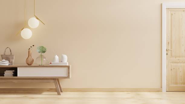 istock Cabinet mockup in modern empty room,cream color wall. 1359131208