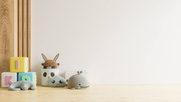 istock Space of empty wall in simple child's room on wall white colors background. 1359131938