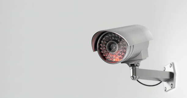 istock Futuristic security cameras scanning the street 1359139557