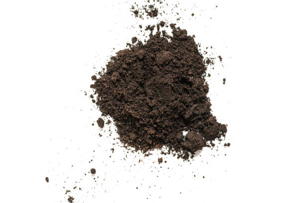 istock Black land for plant isolated on white background. 1359141326