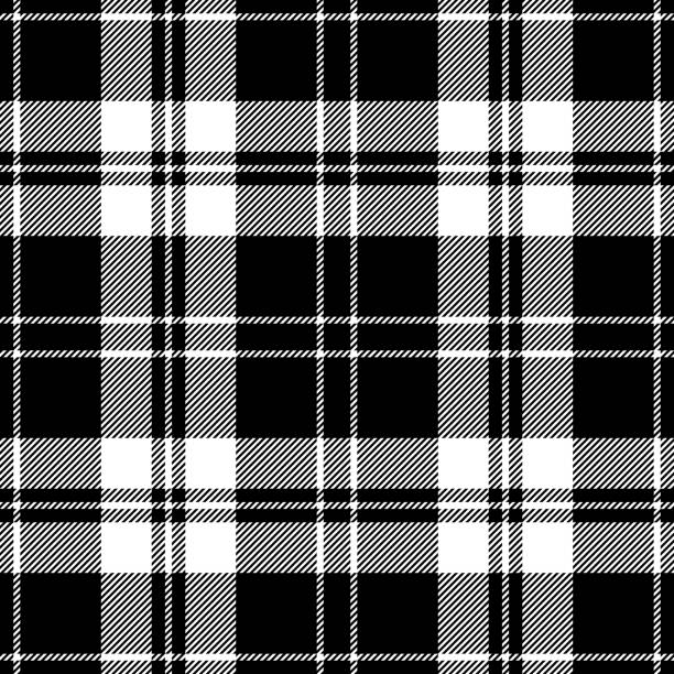 black and white tartan seamless vector pattern black and white tartan seamless vector pattern buffalo check stock illustrations