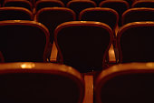Empty seats in the theater auditorium. Closed theater