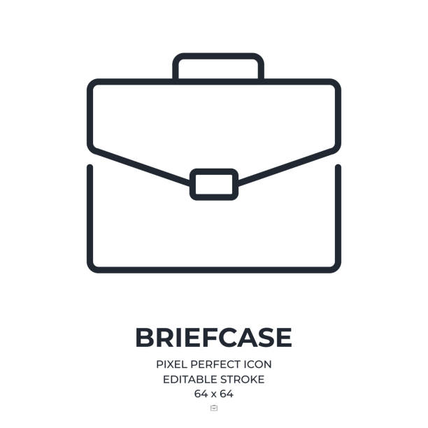 ilustrações de stock, clip art, desenhos animados e ícones de briefcase editable stroke outline icon isolated on white background flat vector illustration. pixel perfect. 64 x 64. - pasta executiva