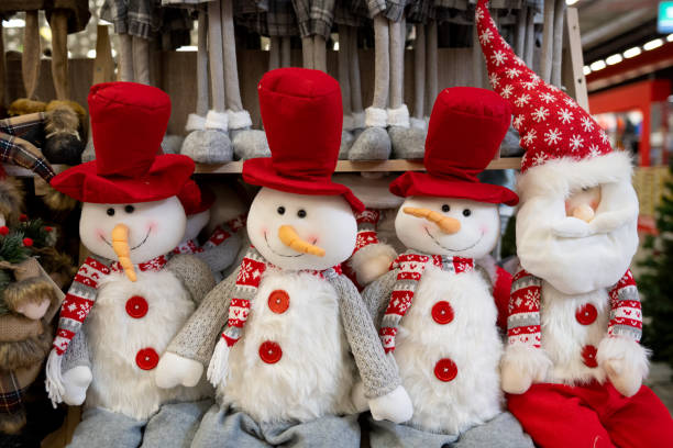 christmas toys snowmen in store