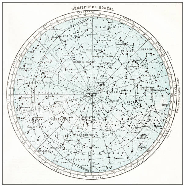 北天半球星図のアンティークフランス地図 - 星図点のイラスト素材／クリップアート素材／マンガ素材／アイコン素材