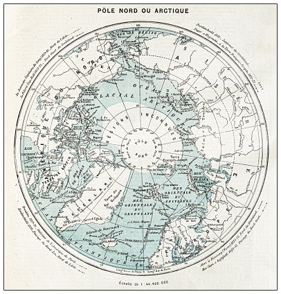 Antique French map of North Pole