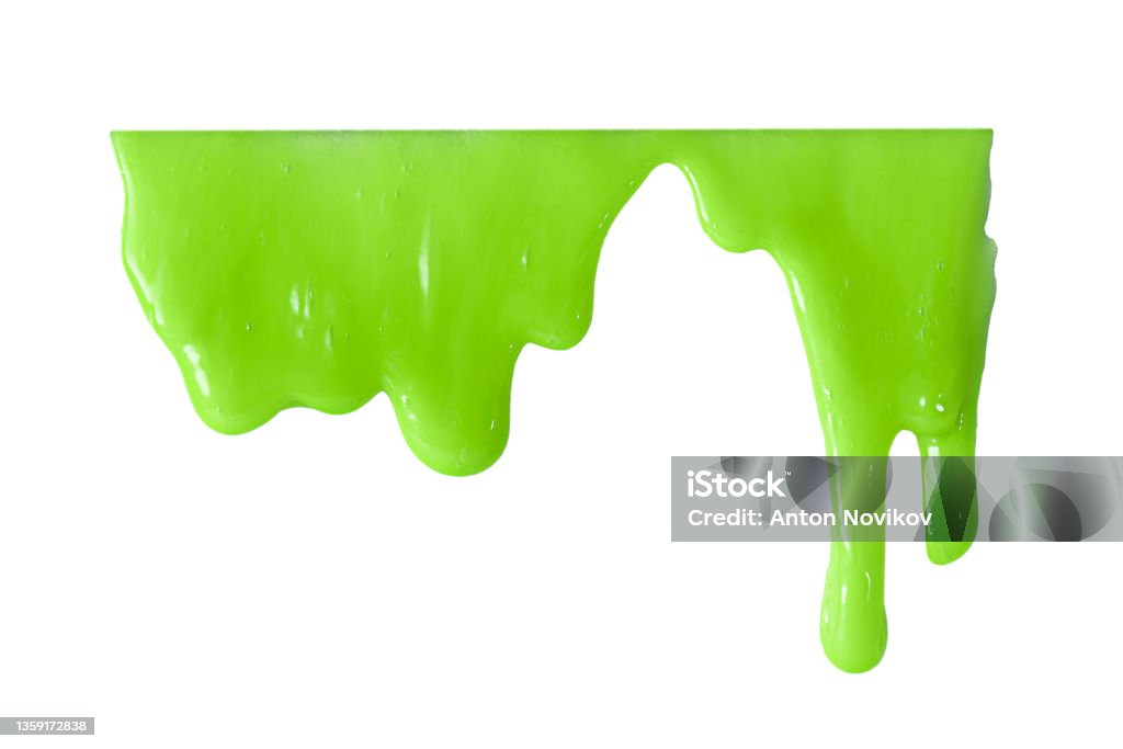 flowing green slime isolated on white flowing green slime isolated on a white background Slimy Stock Photo