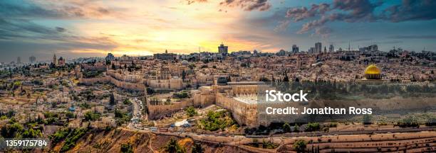 Jerusalem Cityscape Panorama Stock Photo - Download Image Now - Israel, Historical Palestine, Jerusalem