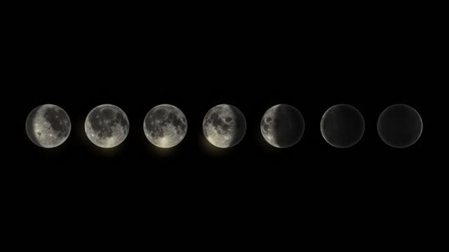 Moon Phases Line With Alpha Matte Loop