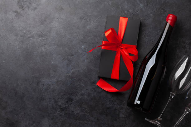 istock Valentines day gift and red wine 1359177517
