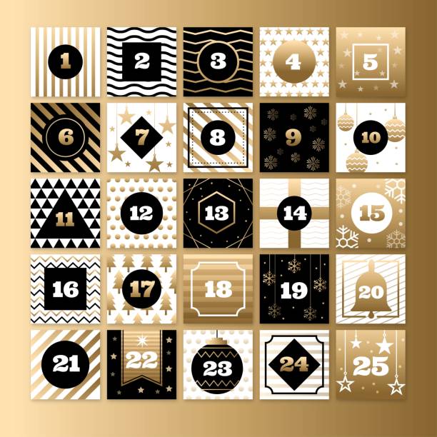 illustrazioni stock, clip art, cartoni animati e icone di tendenza di illustrazione di disegno vettoriale del calendario dell'avvento piatto - advent calendar advent calendar christmas